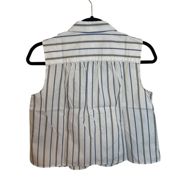 Nwt Banana Republic Striped Sleeveless Cotton Poplin Blouse - Picture 3 of 7